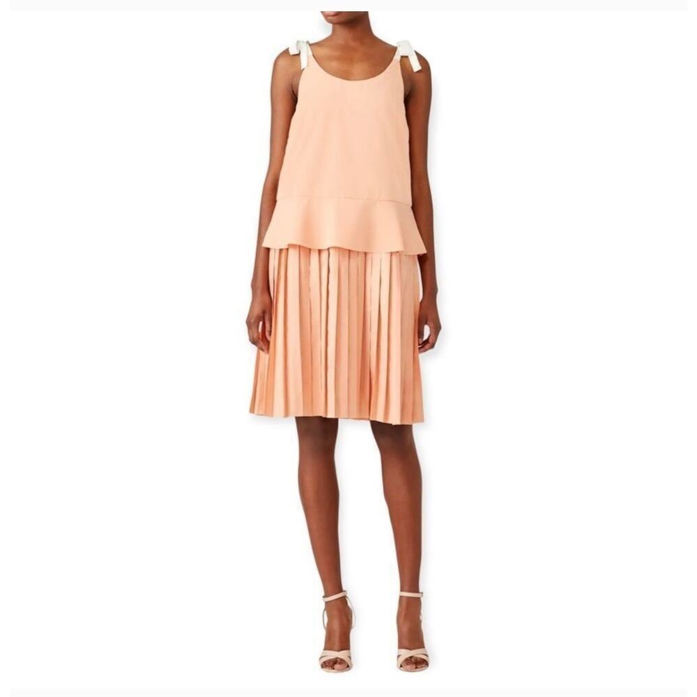 Anthropologie Paper Crown Covilha dress medium peach tie strap - Picture 7 of 9